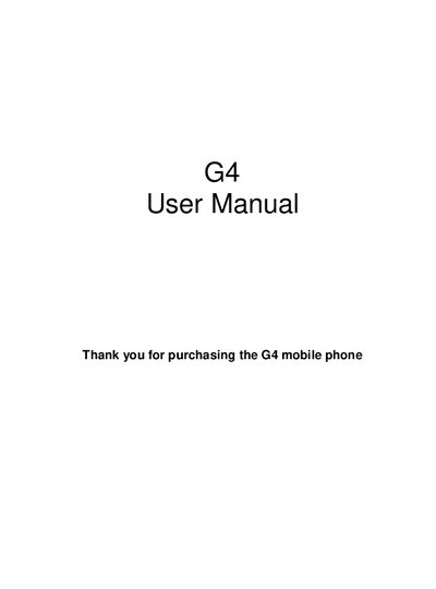 Micromax G4 Mobile Phone User Manual - cover page