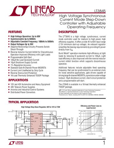 Linear Technology LT3845 Datasheet (Handbook) - cover page