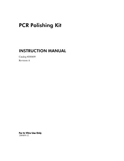 Agilent PCR Polishing Kit 200409 Instruction Manual - cover page