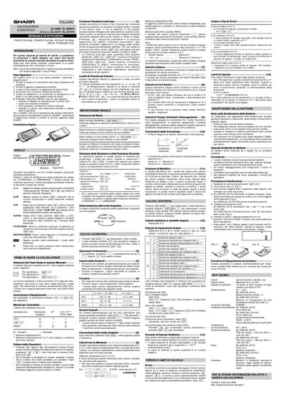 SHARP EL-509V/EL-531V Scientific Calculator User Manual