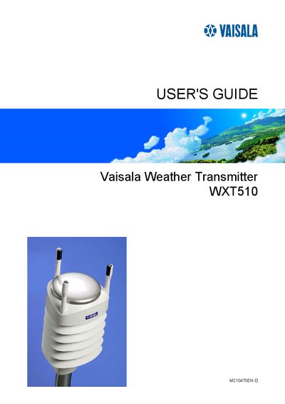 Vaisala WXT510 User Manual - cover page