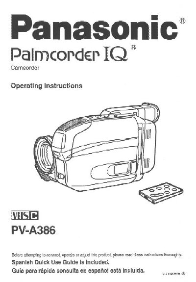 Panasonic PV-A386 Camcorder Operating Instructions - cover page