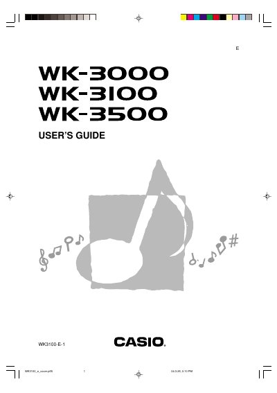 Casio WK-3000/WK-3100/WK-3500 Electronic Musical Instrument User's Guide - cover page