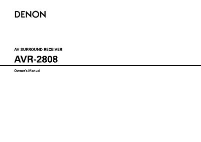 Denon AVR-2808 AV Receiver User Manual - cover page