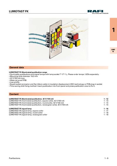 RAFI LUMOTAST FK Datasheet - cover page