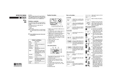 Hanna Instruments HI 96705 Silica Instruction Manual - cover page