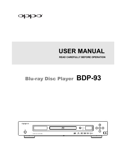 OPPO BDP-93 Blu-ray Disc Player User Manual