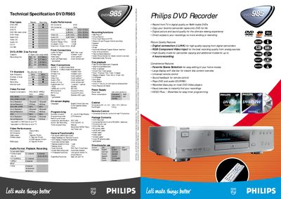 Philips DVD R985 Technical Specification - cover page