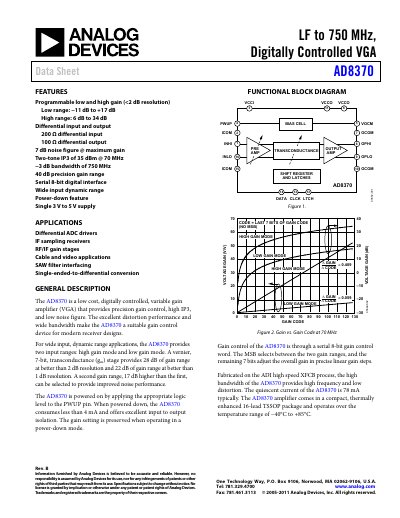 Analog Devices AD8370 Data Sheet Rev. B - cover page