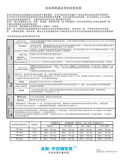 AN-POWER Battery Isolator Installation Manual - cover page