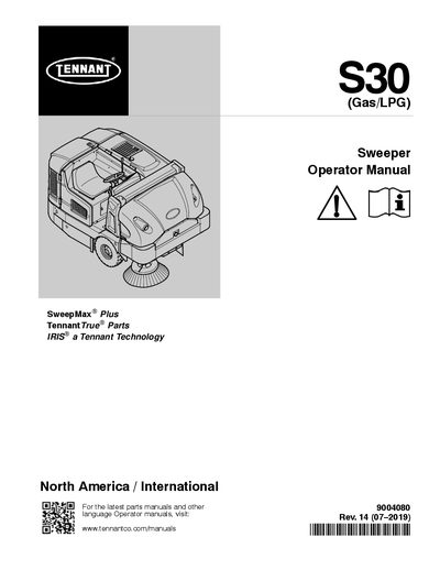 Tennant S30 Gas/LPG Sweeper Operator Manual - cover page