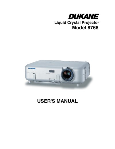 NEC 8768 Liquid Crystal Projector User's Manual - cover page
