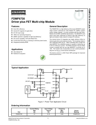 Fairchild FDMF6730 Driver plus MOSFET Datasheet - cover page