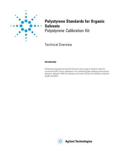 Agilent S-M2-10 Polystyrene Calibration Kit Technical Overview - cover page