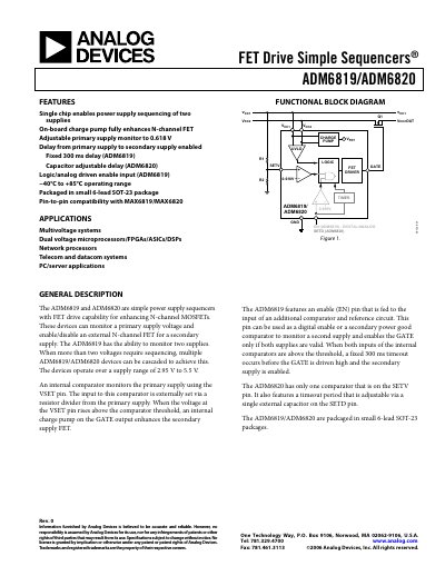 Analog Devices ADM6819/ADM6820 Power Sequencer Datasheet - cover page