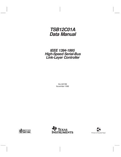 Texas Instruments TSB12C01A Data Manual - cover page