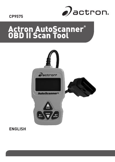 Actron CP9575 OBD II Scan Tool User Manual - cover page