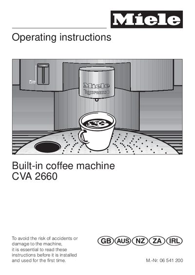 Miele CVA 2660 Built-in Coffee Machine Operating Instructions - cover page
