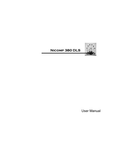 Particle Sizing Systems Nicomp 380 User Manual - cover page