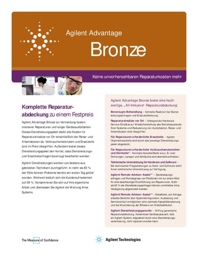 Agilent Advantage Bronze Service Package Brochure - cover page