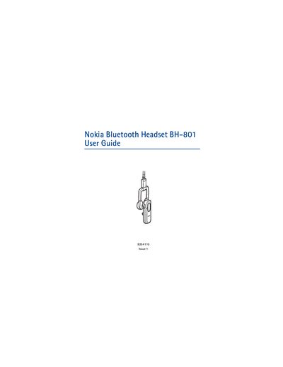 Nokia BH-801 Bluetooth Headset User Guide - cover page