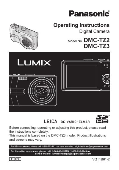 Panasonic DMC-TZ2/DMC-TZ3 Digital Camera Operating Instructions - cover page