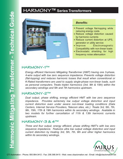 Mirus Harmony Series Harmonic Mitigating Transformer Technical Guide - cover page