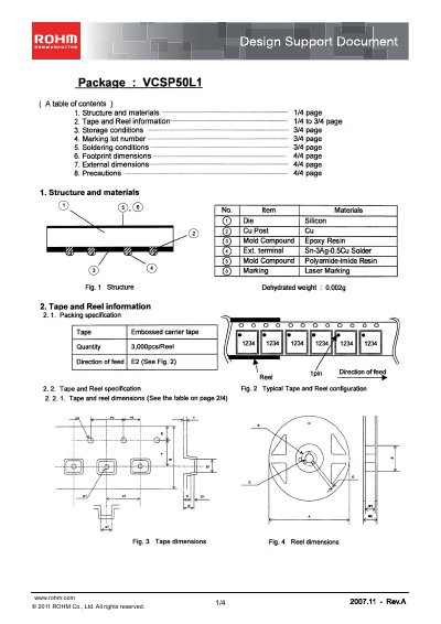 ROHM VCSP50L1 Package Design Support Document - cover page