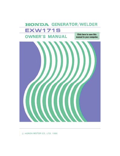 Honda EXW171S Generator/Welder Owner's Manual - cover page