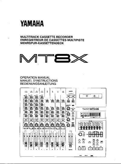 Yamaha MT8X Multitrack Cassette Recorder Operation Manual - cover page