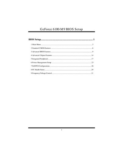 GeForce 6100-M9 BIOS Setup User Manual - cover page