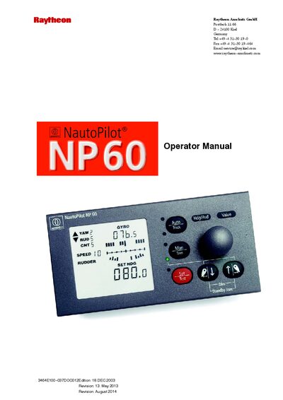 Raytheon Anschütz NP60 Autopilot Operator Manual