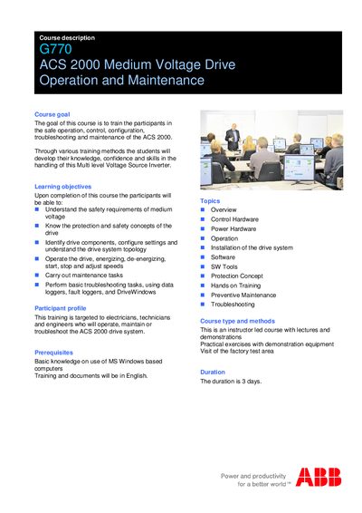 ABB G770 ACS 2000 Medium Voltage Drive Operation Maintenance Manual - cover page