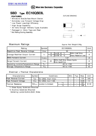 Nihon Inter Electronics EC10QS03L Bridge Rectifier Datasheet - cover page