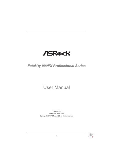 ASRock Fatal1ty 990FX Professional Series Motherboard User Manual