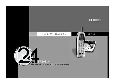Uniden EXT1365 Cordless Telephone User Manual - cover page