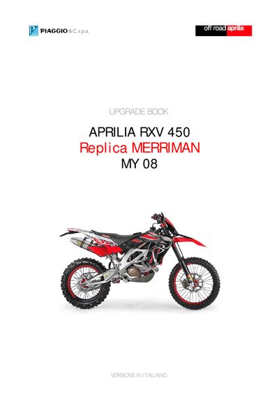 Aprilia RXV 450 Replica Merriman User Manual