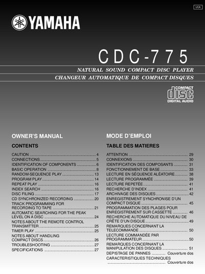 Yamaha CDC-775 Compact Disc Player User Manual - cover page