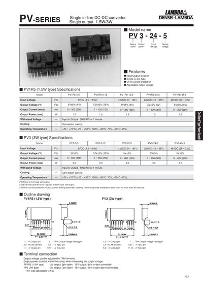 Lambda PV-Series DC-DC Converter Datasheet - cover page