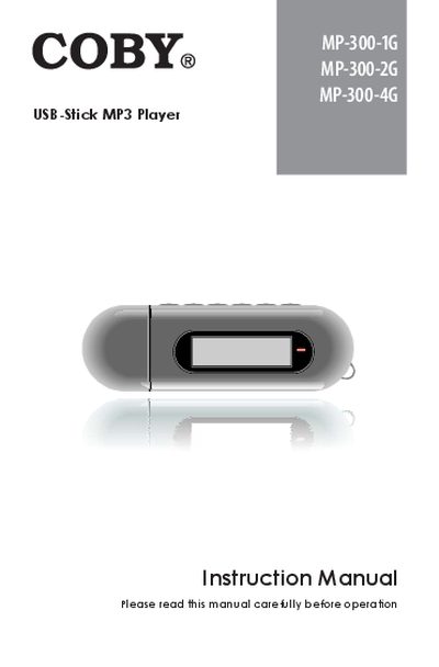 COBY MP-300-1G MP-300-2G MP-300-4G USB-Stick MP3 Playeruser manual - cover page