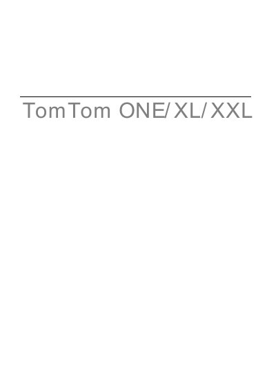 TomTom ONE/XL/XXL User Manual - cover page