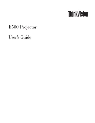 Lenovo E500 Projector User Manual - cover page