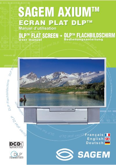 SAGEM AXIUM DLP Flat Screen User Manual - cover page