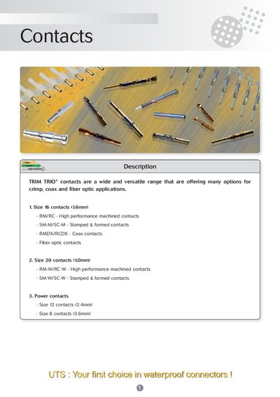 Souriau TRIM TRIO Contacts Product Leaflet - cover page