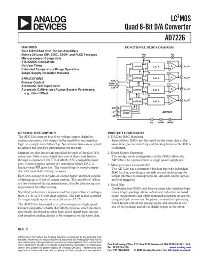 Analog Devices AD7226 Datasheet - cover page