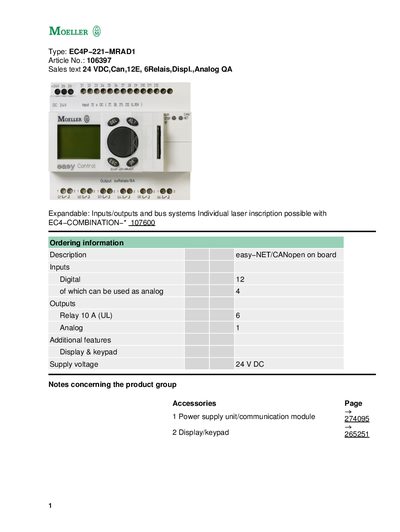 Moeller EC4P-221-MRAD1 User Manual - cover page