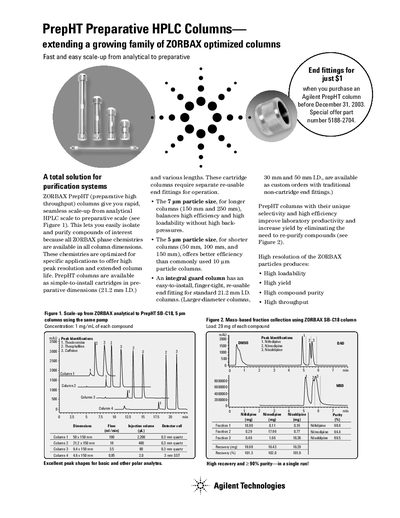 Agilent PrepHT Preparative HPLC Columns Product Leaflet - cover page
