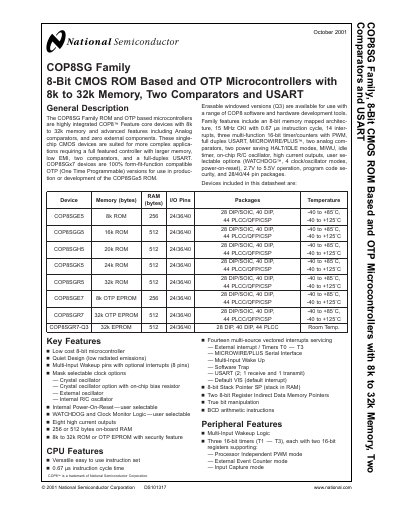National Semiconductor COP8SG Family Datasheet