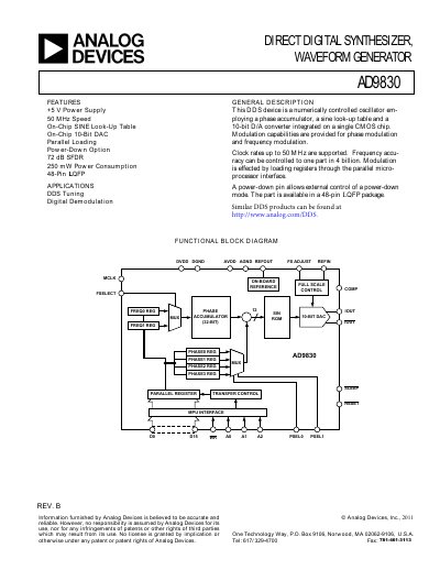 Analog Devices AD9830 Digital Signal Generator Handbook - cover page