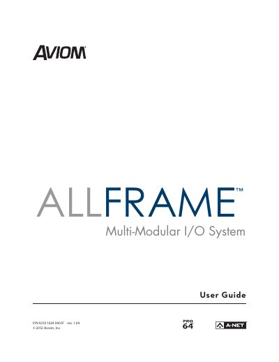 Aviom AllFrame Multi-Modular I/O System User Guide - cover page